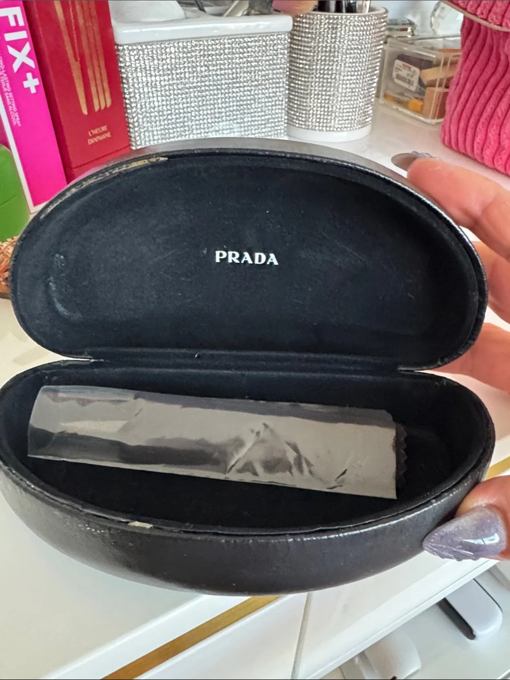 Prada Black Sunglasses Case with White Logo